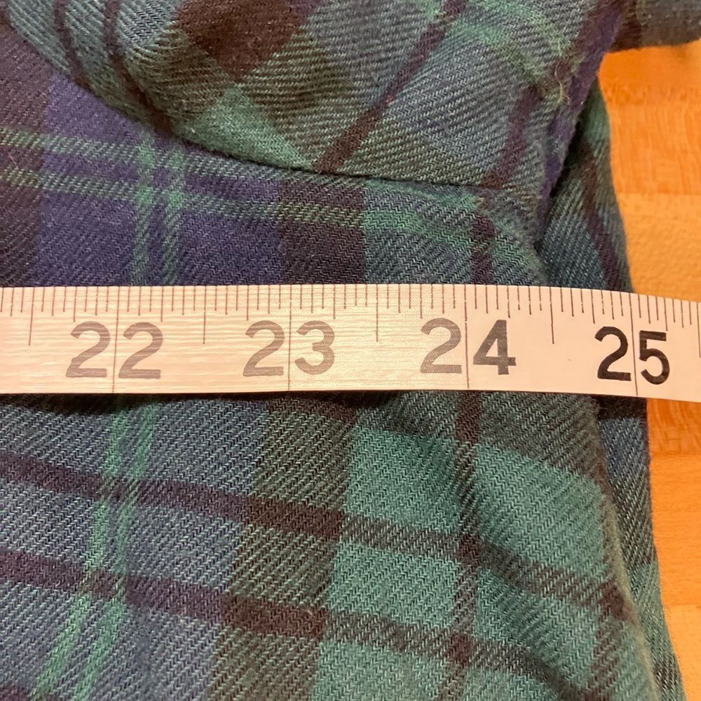 Lands' End Blue and Green, Black Watch Plaid Flannel Shirt, Ladies 1X. - Picture 4 of 5